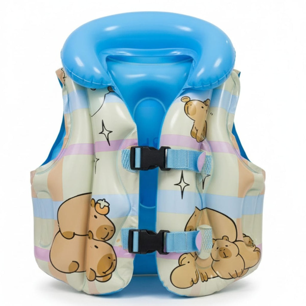 Chaleco inflable salvavidas carpincho celeste S