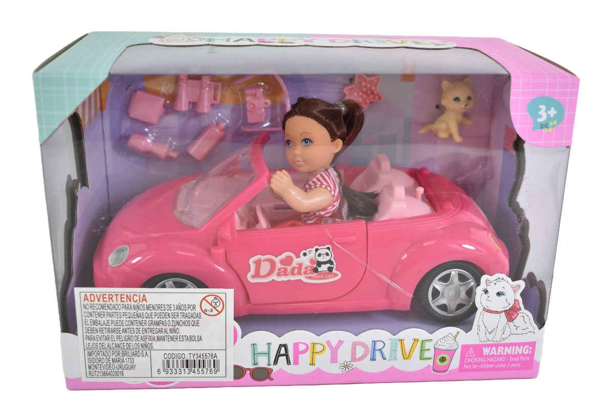 Muñeca con auto y accesorios 23 x 15 x 11 cm