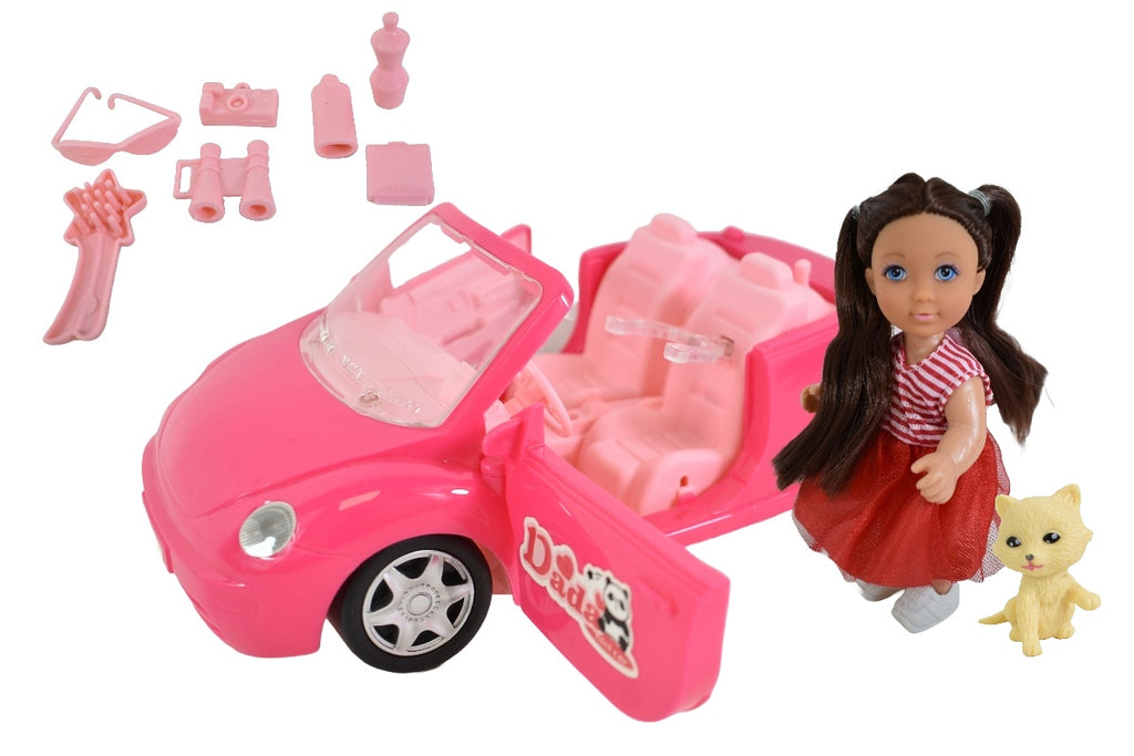 Muñeca con auto y accesorios 23 x 15 x 11 cm