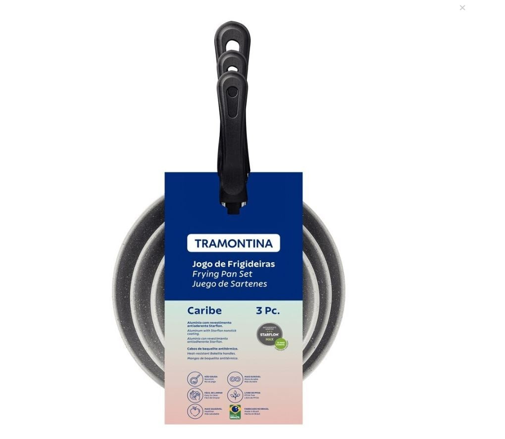 Set de sartenes Tramontina caribe negro x 3 unidades