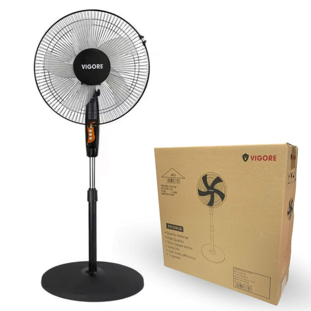 Ventilador de pie 16" Vigore. Aspas de plástico.
