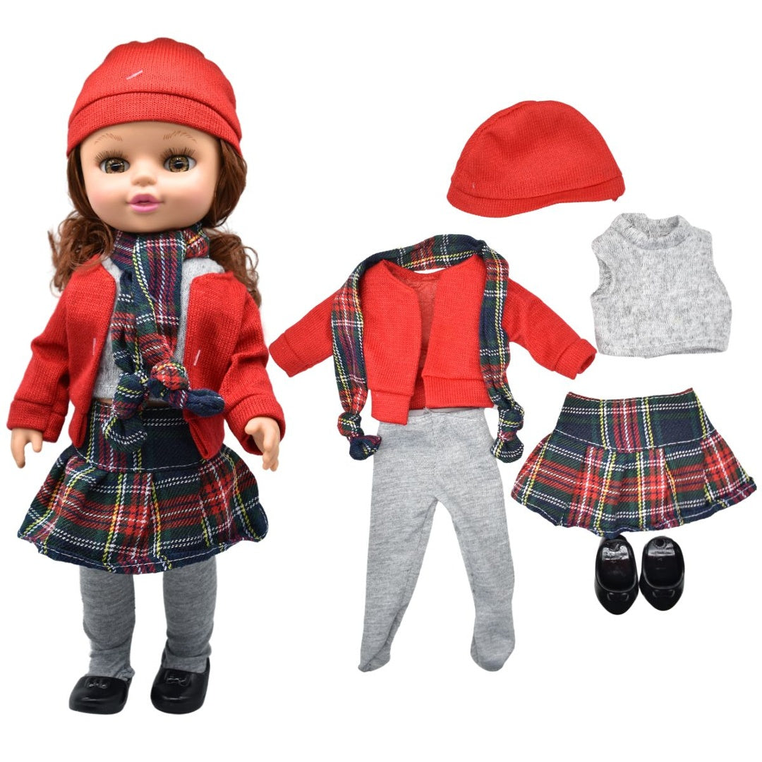 Muñeca musical de goma con ropa invernal 36cm