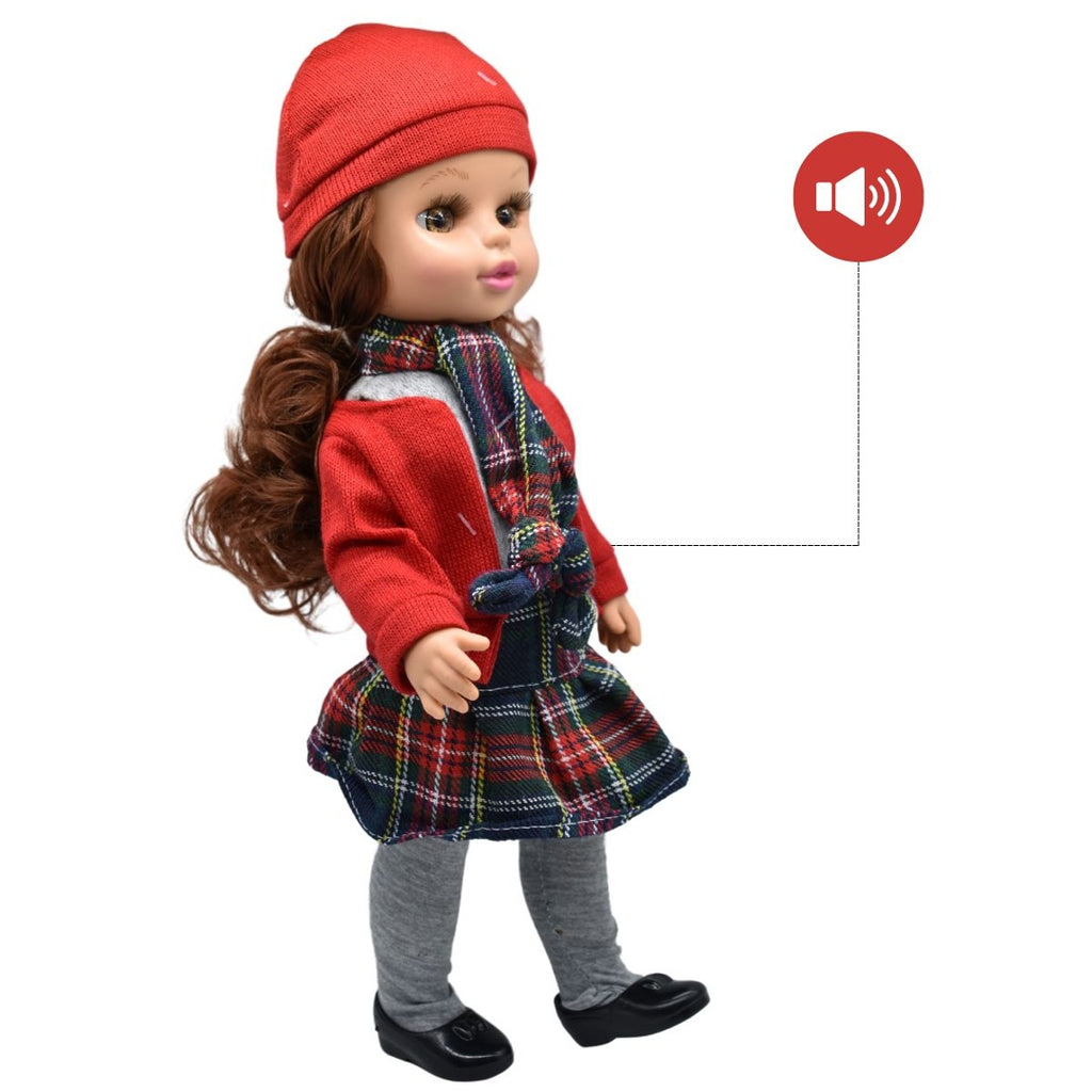 Muñeca musical de goma con ropa invernal 36cm