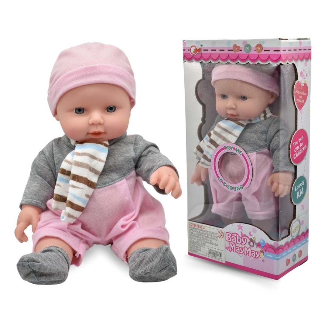 Muñeco bebé con sonido 30cm rosa