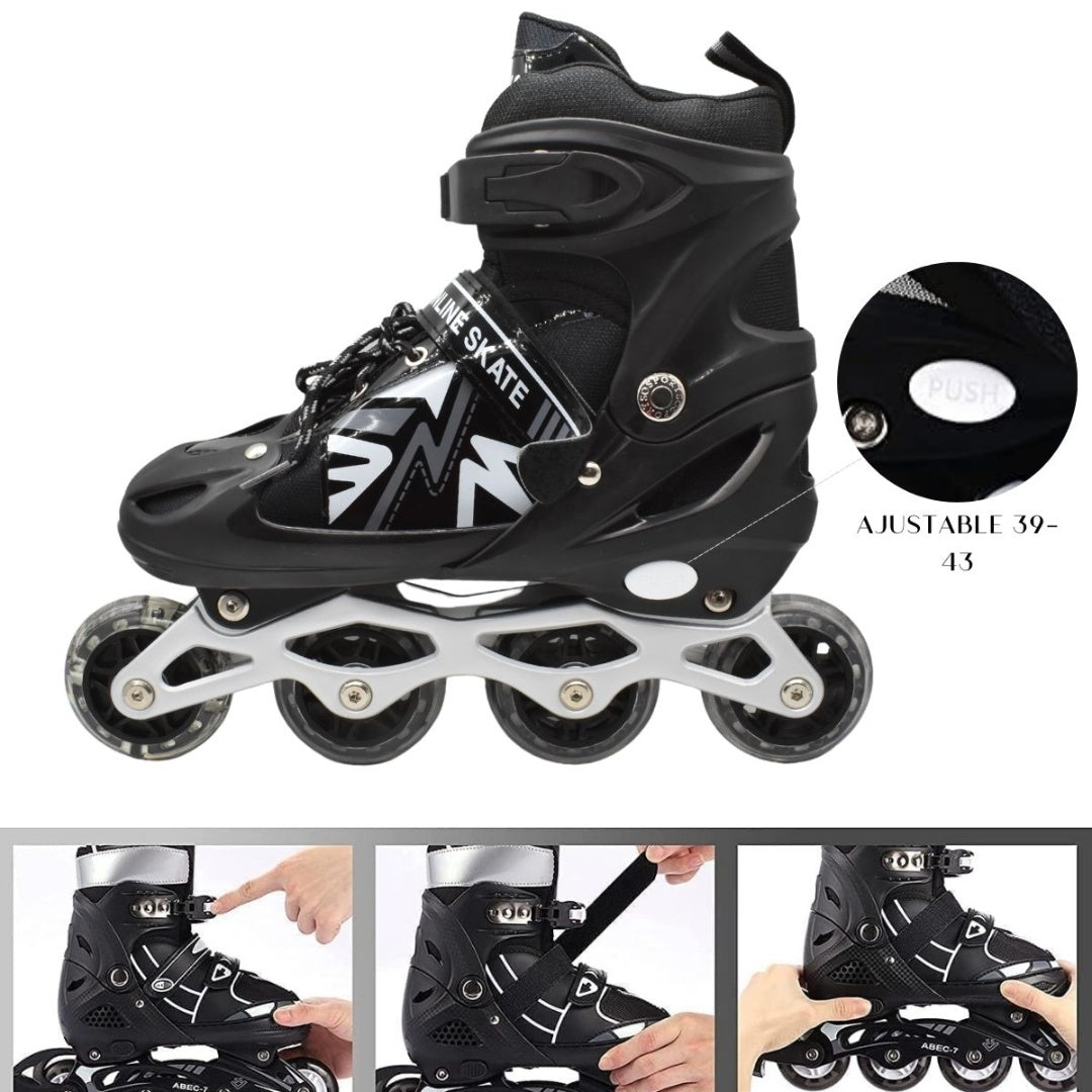 Patines roller ajustables negros 39-43