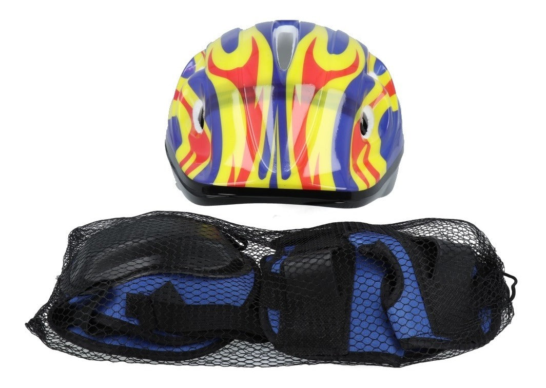 Set de protección - casco, coderas, rodilleras.