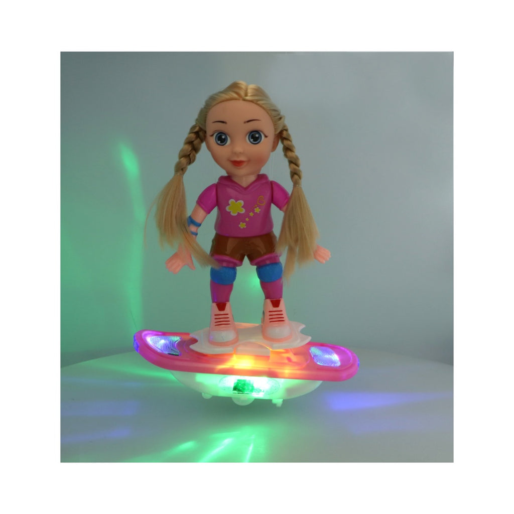 Muñeca con patineta, luz y sonido 29 x 23 cm