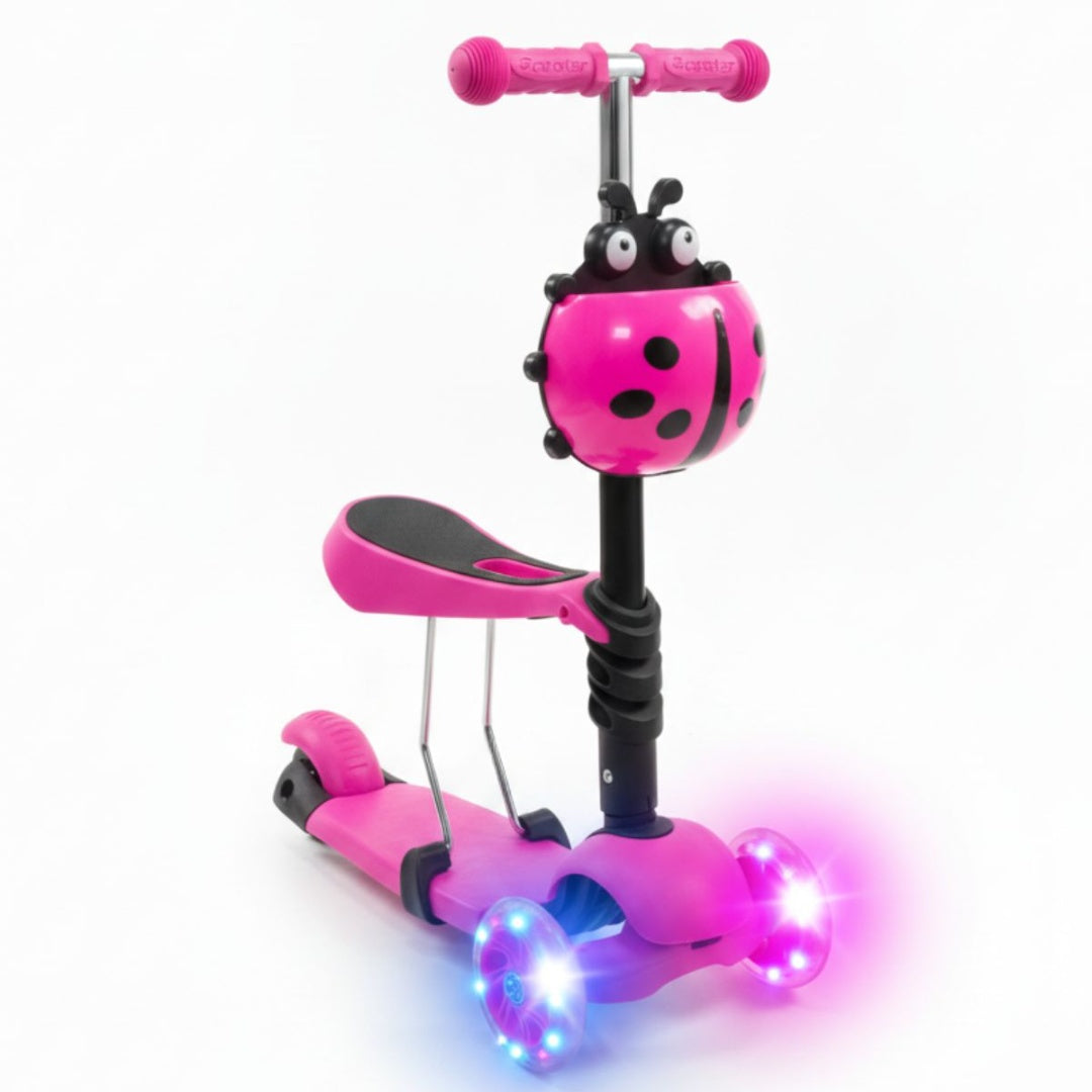 Tripatín scooter infantil 2 en 1 con luces. Rosado