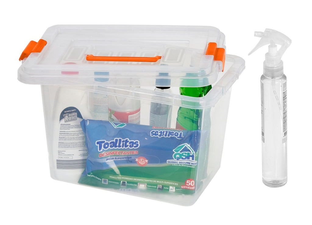 Caja organizadora plástica con tapa y asas 40 x 27 x 21 cm