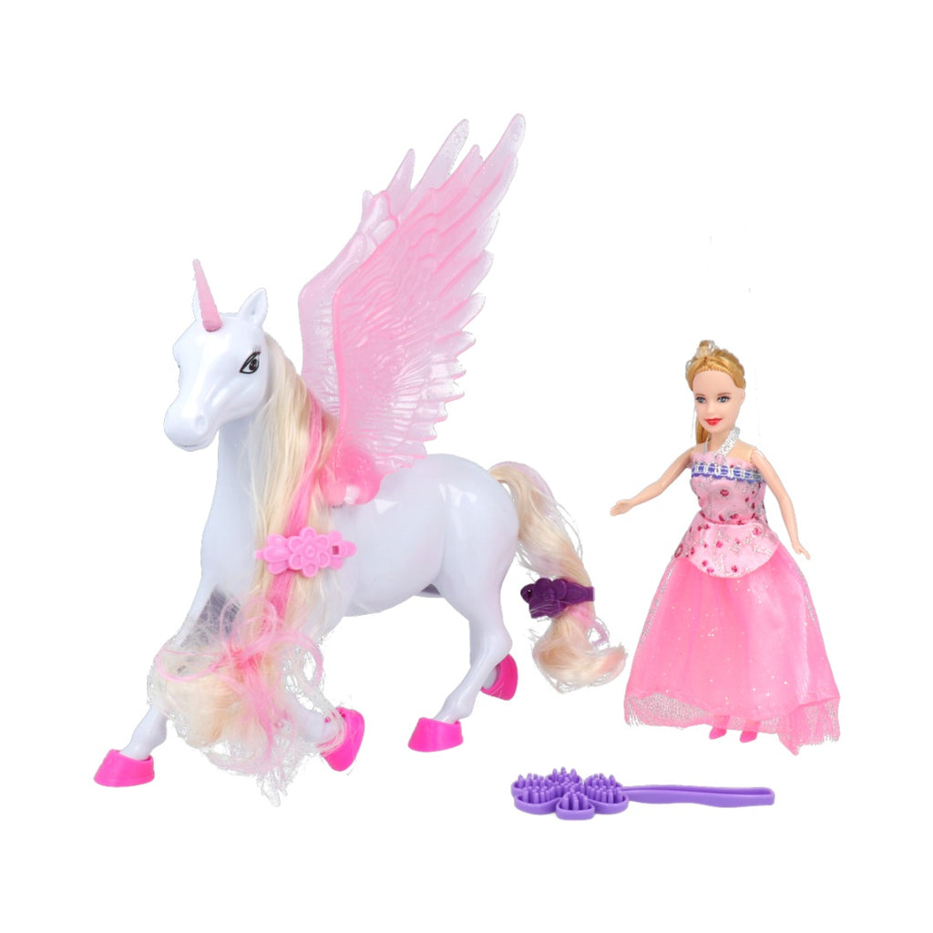 Muñeca con unicornio 21 x 18 cm