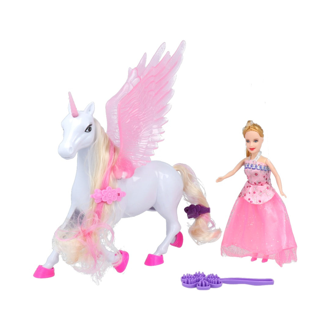 Muñeca con unicornio 21 x 18 cm