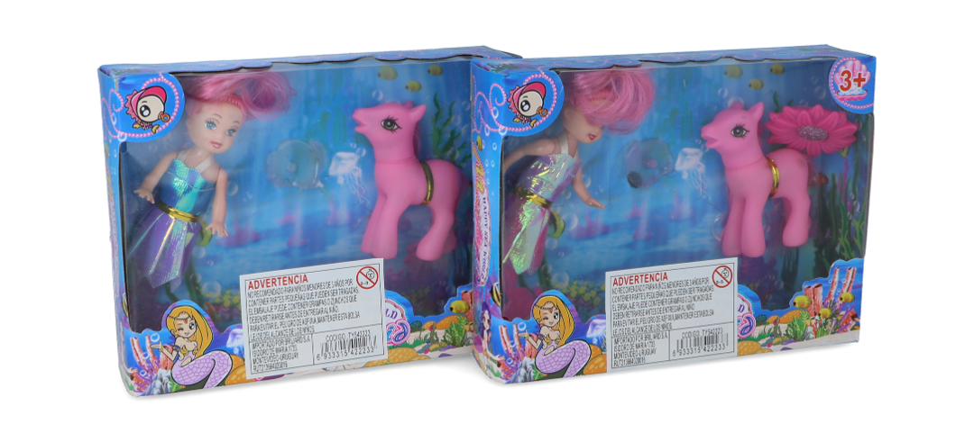 Muñeca sirena con pony 20 x 14.5 x 4.5 cm