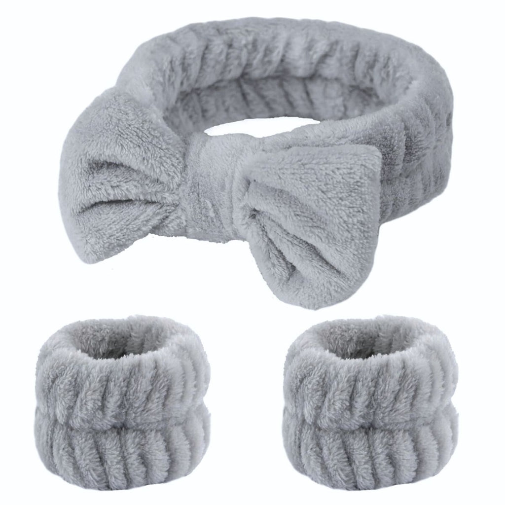 Set de vincha y muñequeras para skincare