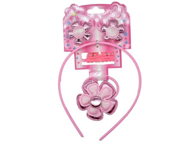 Set infantil de vincha broches y gomas para pelo 20x11cm